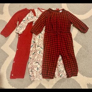 Girls holiday long sleeve romper bundle